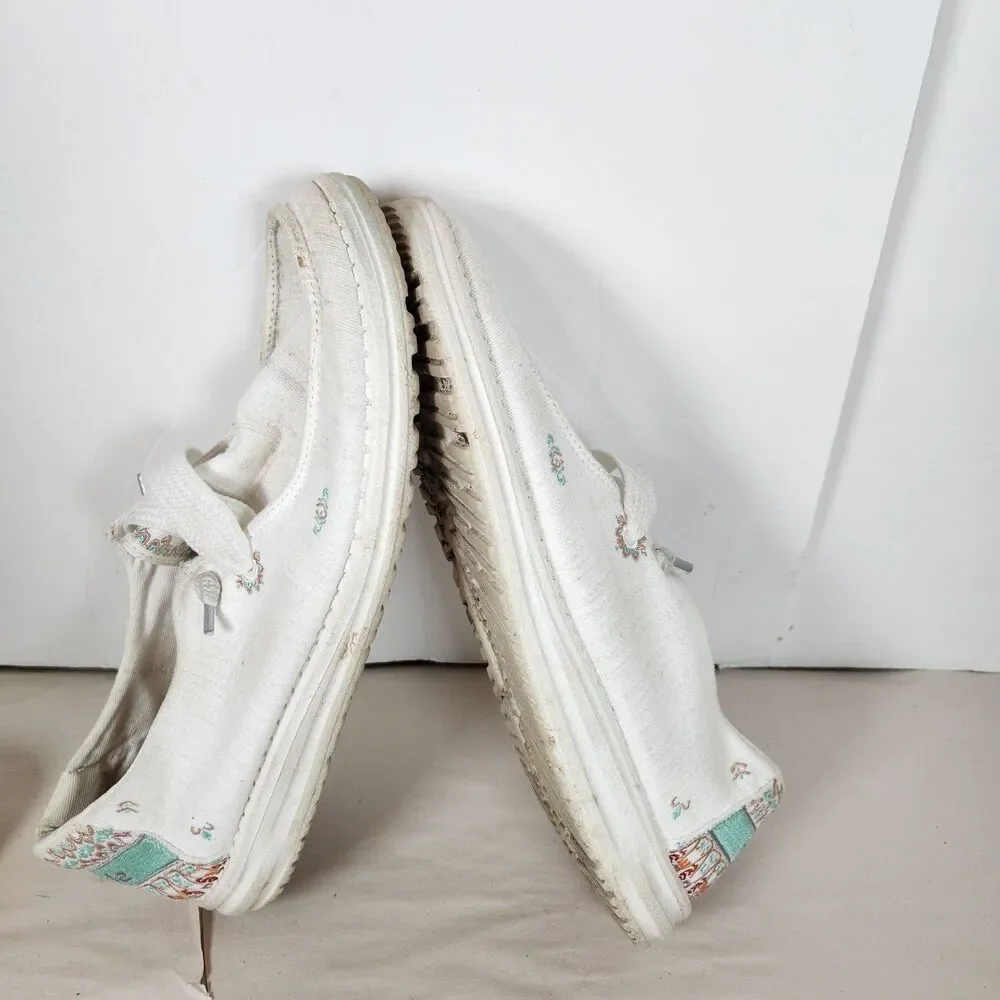 Hey Dude Wendy Flora Sunflower‎ white shoes Indian western embroidered 11